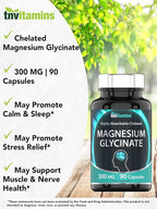 tnvitamins Magnesium Glycinate 300mg, 90 Capsules | High Absorption Chelated Magnesium for Sleep, Calm & Muscle Support* | Non-GMO, Gentle, Non-Laxative | TNVitamins