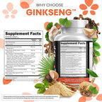 Clean Nutraceuticals Panax Ginseng Ginkgo Biloba Ashwagandha Maca Root - Focus Supplement Pills for Women and Men with Pine Bark Extract, Garlic, and Saw Palmetto - 60 Caps