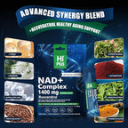 1400mg NAD+ Liquid Supplement for Anti Aging and Cell Regeneration, Premium Alternative Liposomal, Nicotinamide Riboside with Resveratrol, PQQ & CoQ10 - Advanced Cellular Energy, 20 Pack