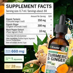 BIO KRAUTER® Turmeric and Ginger Supplement - Pure Vegan Liquid Turmeric & Ginger Tincture with Pepper 2 Fl.Oz 28 Days of Supply - Curcumin Drops for Joint Support, Antioxidant & Immune Support