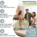 Center-Filled Magnesium Glycinate Gummies 400MG - High Absorption for Kids, Teens & Adults - Supplement for Sleep, Calm & Muscle Relaxation with B6 & D3 - Gluten Free & Vegan Friendly - 60 Count