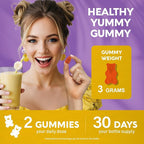 Probiotic Gummies 10B CFU with Prebiotic Fiber - Digestion & Immune Support - Debloat, Stomach & Gut Comfort - Probiotics for Women & Men - Natural Berry Flavor - Vegan & Sugar-free - 60 Gummies