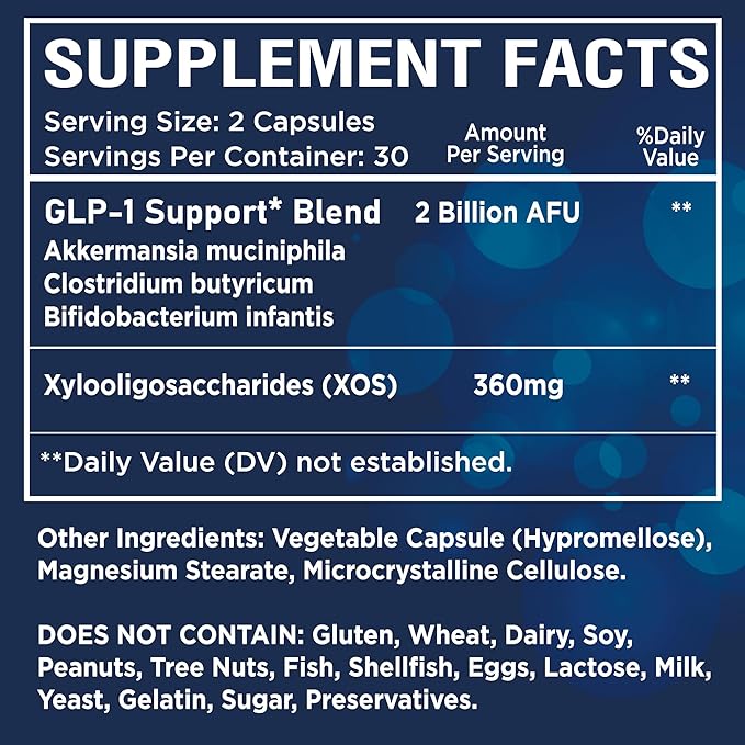 GLP-1 Support Weight Loss Support Probiotic Prebiotics Capsule Supplement - Akkermansia XOS Clostridium Bifidobacterium - GLP1 Support Gut Abdominal Digestive Support for Men Women