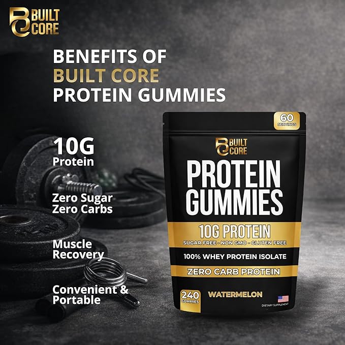 Whey Isolate Protein Gummies – 10g Per Serving – 240 Count (2 Month Supply) – Sugar Free High Protein Snack – Low Carb & Gluten Free – for Men & Women