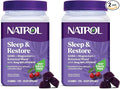 Natrol Sleep + Restore Magnesium Glycinate Blend Gummies with Melatonin 5mg - Calm Magnesium with GABA,Botanical Blend,Cherry Flavor,60 Gummies,(Pack of 2)