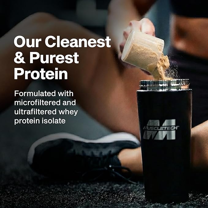 MuscleTech ISO Whey Isolate Protein Powder, Chocolate - Post Workout Gym Supplement for Lean Muscle Gain, Body Building Weight Gainer & Recovery - 25g Protein, BCAA, EAA & 0 Added Sugar - 2lbs