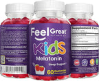 Feel Great Kids Melatonin Gummy | Strawberry Flavored Melatonin Gummies Kids | 1 MG of Melatonin Sleep Aid for Kids | Vegan Gummies | 60 Day Supply
