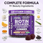 Clean Nutra Biotin Gummies | Collagen, Hyaluronic Acid, Keratin Hair Vitamins Supplement - Hair Growth Support, Skin & Nails - Vitamins C, D, E, B6 & B12 - US Made for Women & Men | 60 Gummy Count