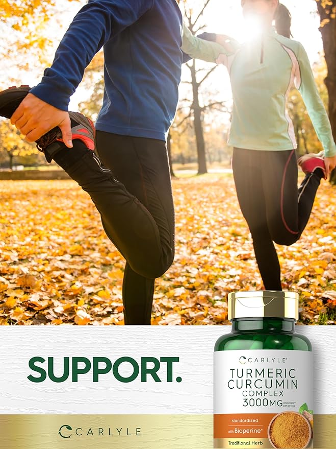 Carlyle Turmeric Curcumin with Black Pepper | 90 Powder Capsules | Complex Supplement with Bioperine | Non-GMO, Gluten Free
