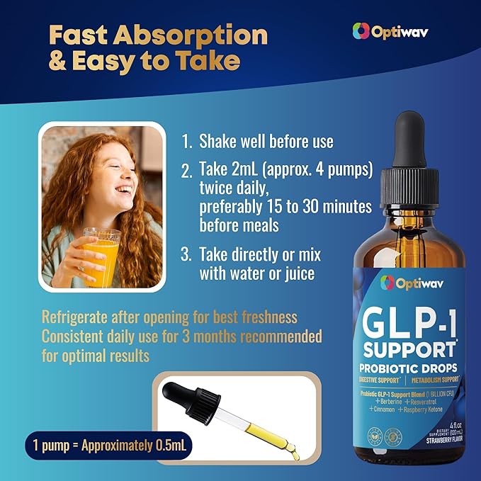 GLP-1 Support Probiotic Supplement for Weight Loss Fat Burner Support - Daily Natural Herbal Supplement for Women Men Digestive & Metabolic Health
