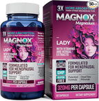 MAGNOX® Lady Magnesium Supplement | Menopause and PMS Support Supplement for Women | Magnesium Complex with Vitamins B6, B1, B12, D, Zinc | High-Absorption Dead Sea Organic Magnesium | 60 Capsules