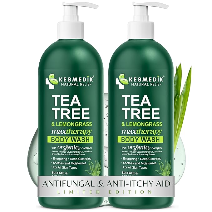 Tea Tree Lemongrass Body Wash MaxTherapy, Itchy Skin Relief, Antifungal Defense, Fights Body Odor, Soothes Jock Itch & Athlete's Foot, Intimate Wash, Men & Women, 2-Pack, Limited Edition