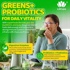 Greens Gummies for Picky Teens & Adults - Greens Superfood Multivitamin Gummies w/ 40+ Fruits & Veggies, Lutein, Enzymes & Fiber, Supergreen Chews for Immunity, Energy, Digestion, Gut & Vision, 1 Pack