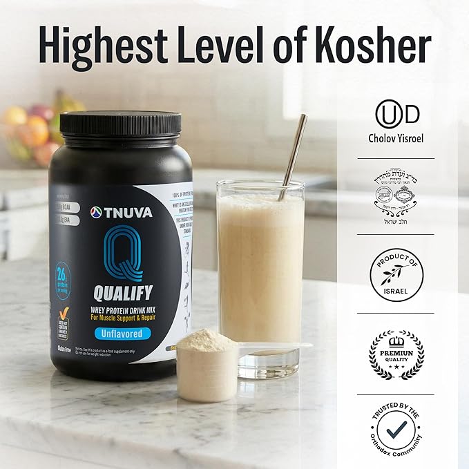Unflavored Whey Protein Powder. 25g Protein Shake for Post Workout Recovery, Smoothie & Baking. Gluten & Sugar Free, Highly Kosher, Essential Amino Acids (5.5g BCAA, 2.7g Leucine), 1.65lbs 23 Servings