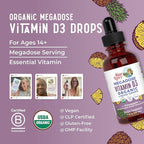 MARYRUTH'S Vitamin D3 Liquid Drops | Megadose 4000 IU | USDA Organic Liquid Vitamin D Spray for Adults & Kids | Immune Support & Bone Health | Vegan | Gluten Free | Non-GMO | 30 Servings
