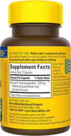 Nature Made Ashwagandha Capsules 125mg for Stress Support, Ashwagandha Supplements, 60 Capsules, 60 Day Supply