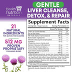 Gentle Liver Cleanse Detox & Repair Formula - Advanced Liver Support Supplement with Silymarin Milk Thistle, Dandelion Root, Artichoke Extract, Turmeric, Choline, & Beetroot - 180 Veggie Capsules