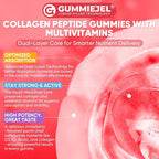 2Pack Sugar-Free Hydrolyzed Collagen Peptide Filled Gummies for Women & Men, with 1500mg Protein Type I,II,III,V,X, 5000mcg Biotin Vitamin C A E D3 B6 B12 for Immune Digestion Skin Hair Nails, Bone