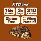 FITCRUNCH Snack Size Protein Bars, 6-Layer Baked Bar, 3g of Sugar & Soft Cake Core (18 Bars, Chocolate Chip Cookie Dough)