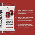 Skratch Labs Energy Chews with 50mg Caffeine | Caffeinated Gummies for Running, Cycling & Endurance Quick Carbs, Easy to Digest | Sour Cherry 10 Pack | Gluten Free, Vegan