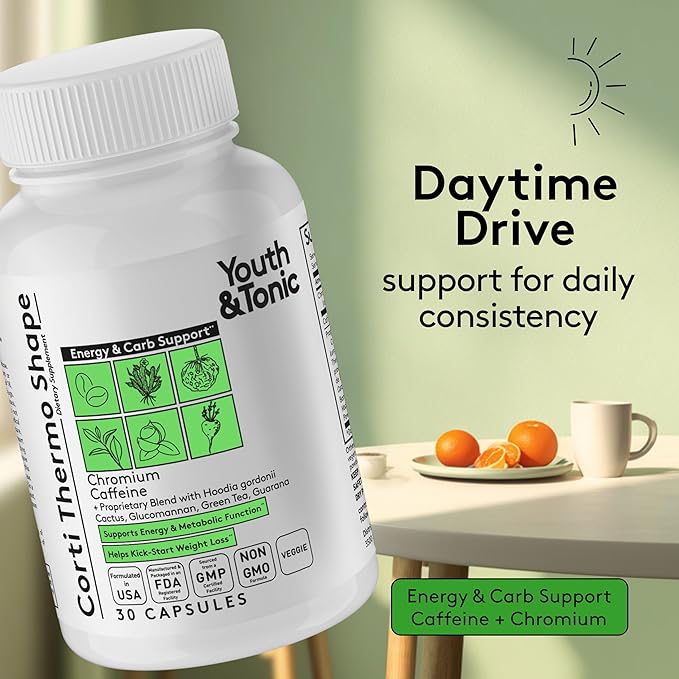Youth & Tonic Weight Loss Support Night & Day Pills - Bedtime Trim & Cortithermo Shape - Nighttime Recovery + Daytime Energy & Metabolism Support – 60 Capsules for Women & Men