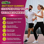 Organic Beet Root Gummies with L-Citrulline & L-Arginine, Nitric Oxide Supplements for Men and Women, Grape Seed, Pomegranate, Saffron for Circulation, Vâsculâr & Vitality, Vegan, Sugar Free, 120 Cts