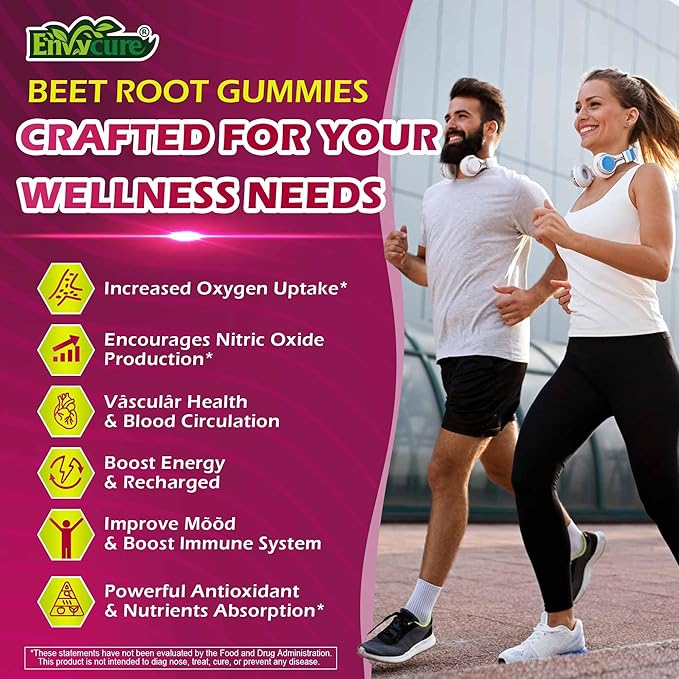 Organic Beet Root Gummies with L-Citrulline & L-Arginine, Nitric Oxide Supplements for Men and Women, Grape Seed, Pomegranate, Saffron for Circulation, Vâsculâr & Vitality, Vegan, Sugar Free, 120 Cts
