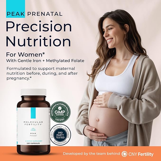 Peak Prenatal - Doctor Formulated Prenatal Vitamins for Women - Third Party Tested Fertility Supplement - Choline, Methylated Folate, Vitamin D, Iron, Probiotics - 30 Day Supply