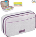 Weekly Travel Pill Organizer 3 Times A Day Pill Case for Purse with Removable 7 Day Pill Box Holder,Cute Medication Organizer Pill Container for Medicine, Vitamin, Fish Oils,Supplement(Purple, Large)