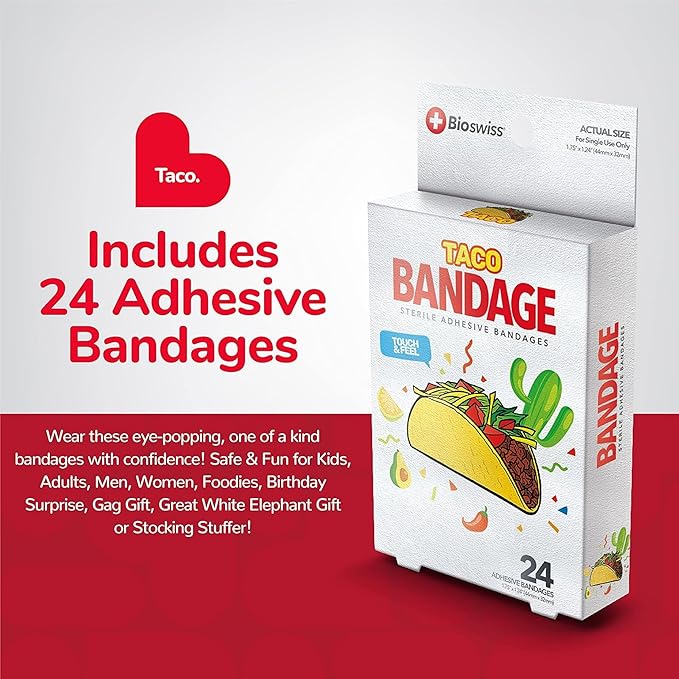 BioSwiss Bandages, Taco Shaped Self Adhesive Bandage Set, Latex Free, Sterile Wound Care, 24 Count