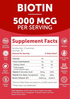 Lunakai USA Made Biotin Gummies 5000mcg with Vitamin C & E - Delicious Hair Skin Nails Vitamins for Women, Non-GMO, Hair Growth Supplement - 6 Pack