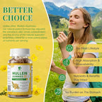 (2 Pack) 9 in 1 Mullein Gummies for Lung Cleanse & Lymphatic Drainage*, Extra Strength Mullein Leaf Extract w/Quercetin, Bromelain, Elderberry & Marshmallow for Respiratory & Immunity,Vegan,120 Count