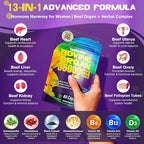 Beef Organ Supplement for Women - 100% Grass Fed Beef Organs with Bovine Liver, Ovary, Uterus, Kidney, Heart & Fallopian Tubes - PMS, Menopause & Energy, Immune & Mood Support, 60 Count