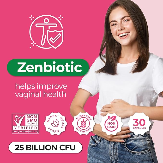 ZENZSUAL Zenbiotic Probiotics Support for Women – 25 Billion CFU, Vaginal Health & pH Balance Support, Odor & Yeast Control, Gut & Digestive Health, Urinary Comfort, Hormone Balance, 30 Vegan Capsules