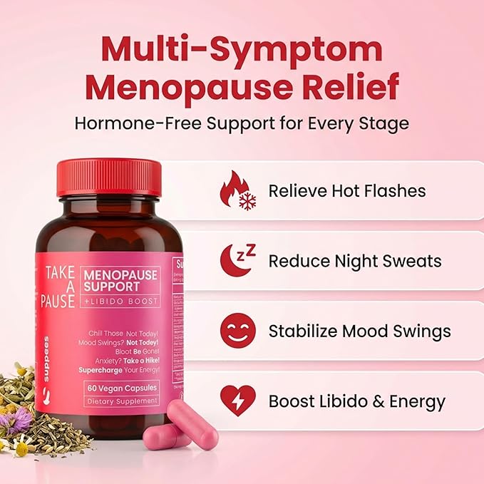 Vitex Chasteberry Supplement for Women – Non-Hormonal Menopause Support with Ashwagandha, Maca & Rhodiola – Hot Flashes, Night Sweats & Mood Support – Vegan, 60 Days Supply