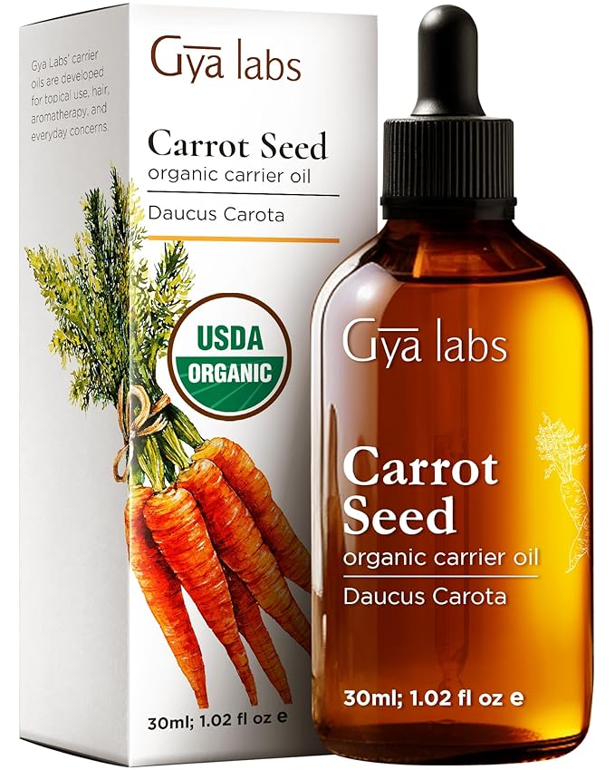 Gya Labs Organic Evening Primrose Oil for Dry Skin (3.4 fl oz) & Carrot Oil for Hair (1 fl oz) Set - Aromatherapy Grade Essential Oils Set