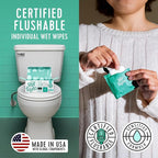 Stall Mates Wipes - Flushable Wipes, Individually Wrapped, Travel Friendly, Unscented with Cucumber, Vitamin-E & Aloe, (30 on-the-go singles)