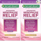 Nature's Bounty Optimal Solutions Advanced Menopause Relief, Menopause Supplement for Women Featuring Siberian Rhubarb, Hotflash Relief, No Added Hormones, Drug-Free, 30 Tablets, 30 Total Servings