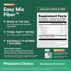 Physician's CHOICE Easy Mix Fiber for Digestive Health & Regularity - No Grit - Daily Prebiotic Soluble Fiber Powder Supplement for Women and Men - Peach Mango - 30 Servings