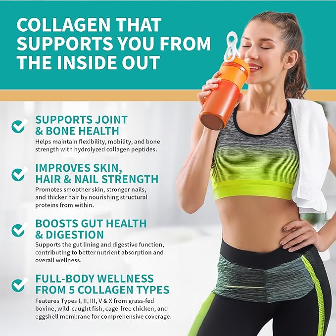 CB Supplements Multi Collagen Protein – Hydrolyzed Collagen for Joint, Skin, Gut, Hair & Nail Health – Vanilla Flavored Powder with Types I, II, III, V & X – Grass-Fed & Clean – 58 Servings