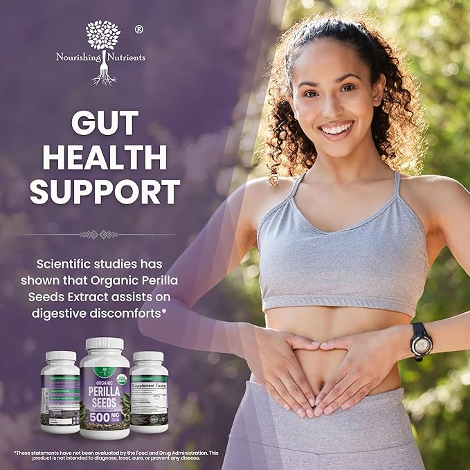 Organic Perilla Seed Extract with 9% Rosmarinic Acid - USDA Certified - Allergy Relief, Respiratory and Immunity Booster- Th2 Cytokines, Naturally Occurring Luteolin - 500mg 90 capsules
