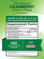 Nature's Truth Cranberry Concentrate Pills | Plus Vitamin C | 200 Quick Release Capsules | Non-GMO & Gluten Free Supplement