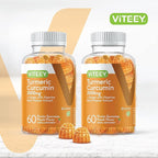 Viteey Turmeric Gummies with Turmeric Curcumin, Ginger & Black Pepper Extract - Immune Support, Healthy Skin, and Joint Health - Vegan, Gelatin Free, GMO Free - Tasty Chewable Peach Flavored-120 Count