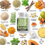 Clean Nutraceuticals Slippery Elm Psyllium Husk Pre Probiotic Digestive Gut Health Supplement with Aloe Vera Cascara Sagrada Marshmallow Root DGL Licorice Senna Extract