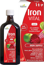 hübner Hubner Iron Vital Liquid Iron Supply Plus Vitamin C, Dietary Supplement for Adults and Kids, Vegan and Gluten-Free, Fruit Flavor, 500 ml Bottle, 50 Servings