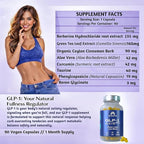 GLP-1 AXIS | Appetite Suppressant for Weight Loss & Natural GLP-1 Supplement for Weight Management, Odorless 8 in 1 Formula with Berberine & Green Tea Extract for Daily Energy Focus, Vegan, 90 Caps