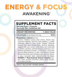 Awakening Natural Energy & Focus Supplement with Panax Ginseng, Guarana Extract & Chromium Picolinate | Brain Supplement for Focus, Energy, Mood & Clarity | Gluten Free Veggie, USA - 60 Caps