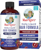 MARYRUTH'S Daily Liquid Hair Formula | With 500 mg SesZenBio™ + 2,500 mcg Biotin | Vitamin C | Thicker, Stronger Hair for Women | Hair, Skin, & Nail Health | Collagen Production | 16 Fl Oz