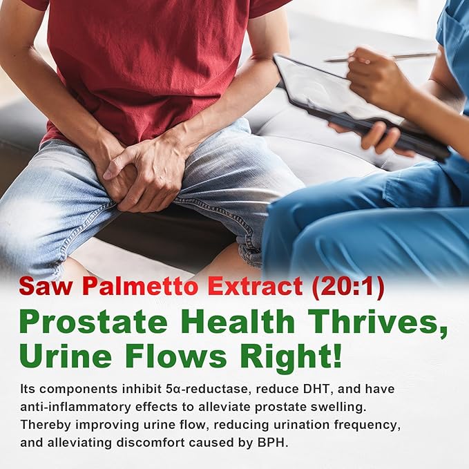2 Pack Saw Palmetto for Men Gummies, Extra Strength DHT Blocker for Men, with Pumpkin Seed Oil & Biotin, Support Prostate, Urinary Health & Hair Growth, Hormone Balance, Sugar Free, Vegan, 120ct