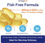 OmegaVia Prenatal DHA 600mg | Fish-Free Omega-3 Supplement | Supports Baby’s Brain, Eye & Nervous System Development | Safe for Pregnancy & Lactation | 30 Easy-to-Swallow Softgels